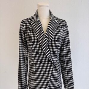 Madison D Amelie Black and White Checkered Gingham Women's Blazer jacket